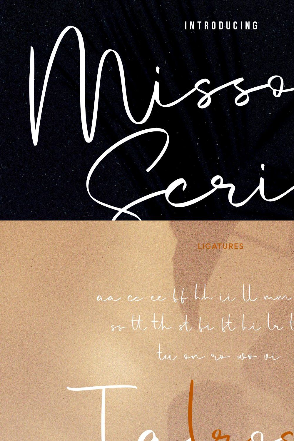 Missousy Handwritten Script Font pinterest preview image.