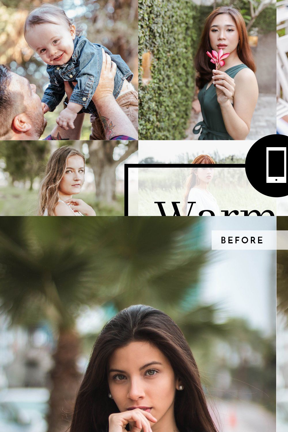 Mobile Lightroom Preset Warm Light pinterest preview image.