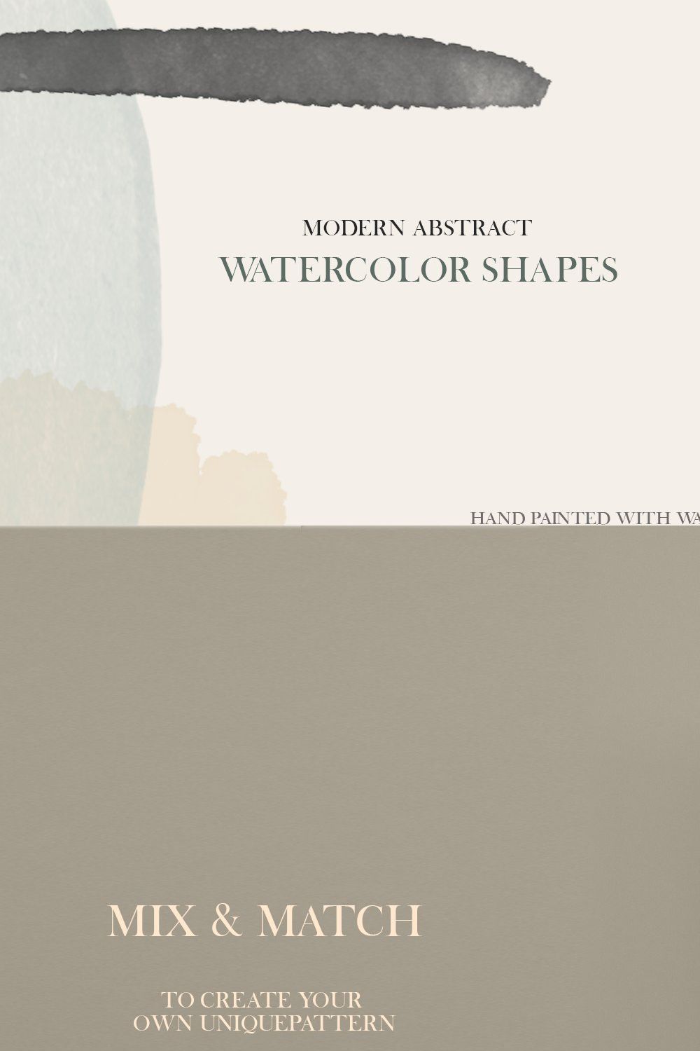 Modern Abstract Watercolor Shapes pinterest preview image.