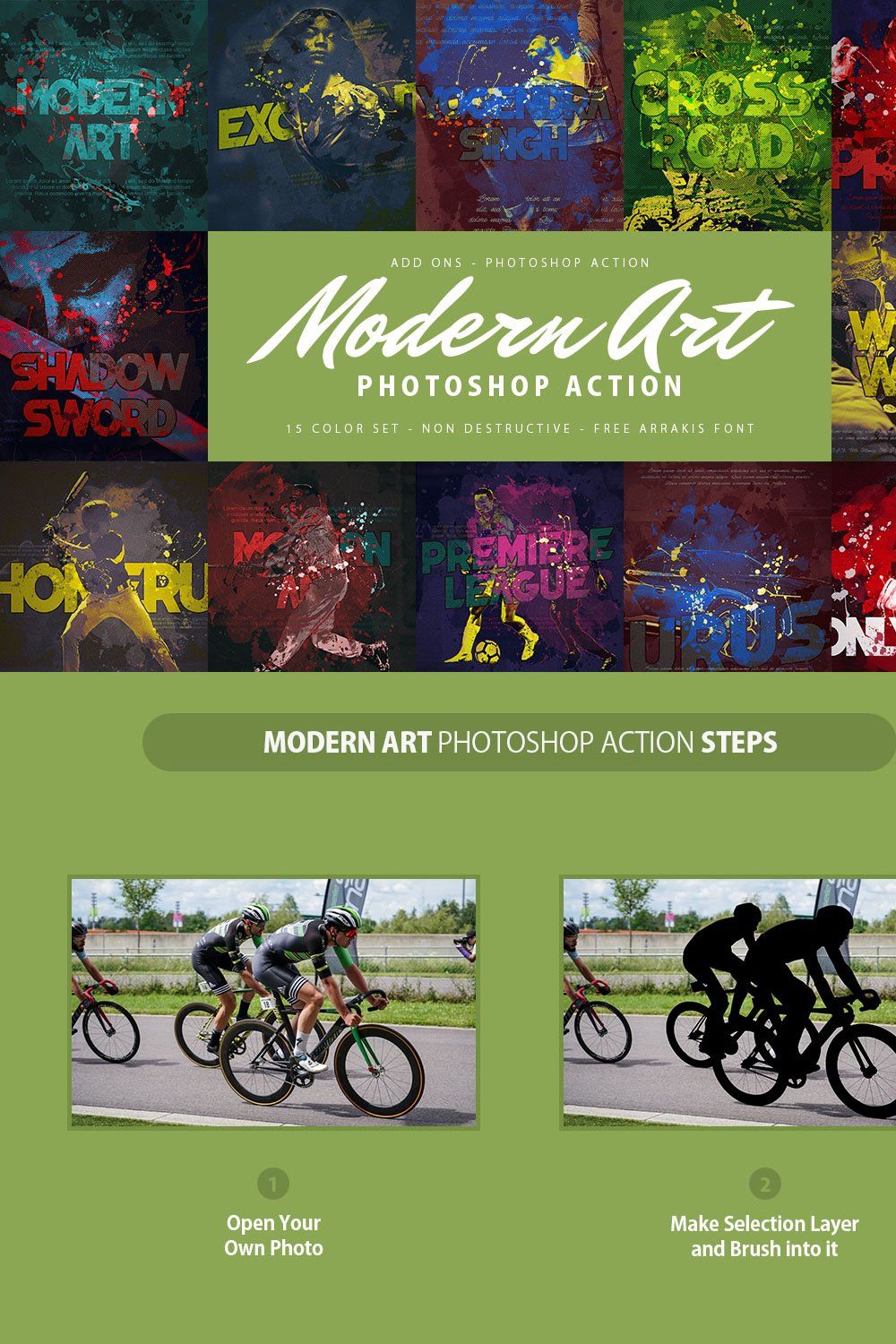 Modern Art Photoshop Action pinterest preview image.