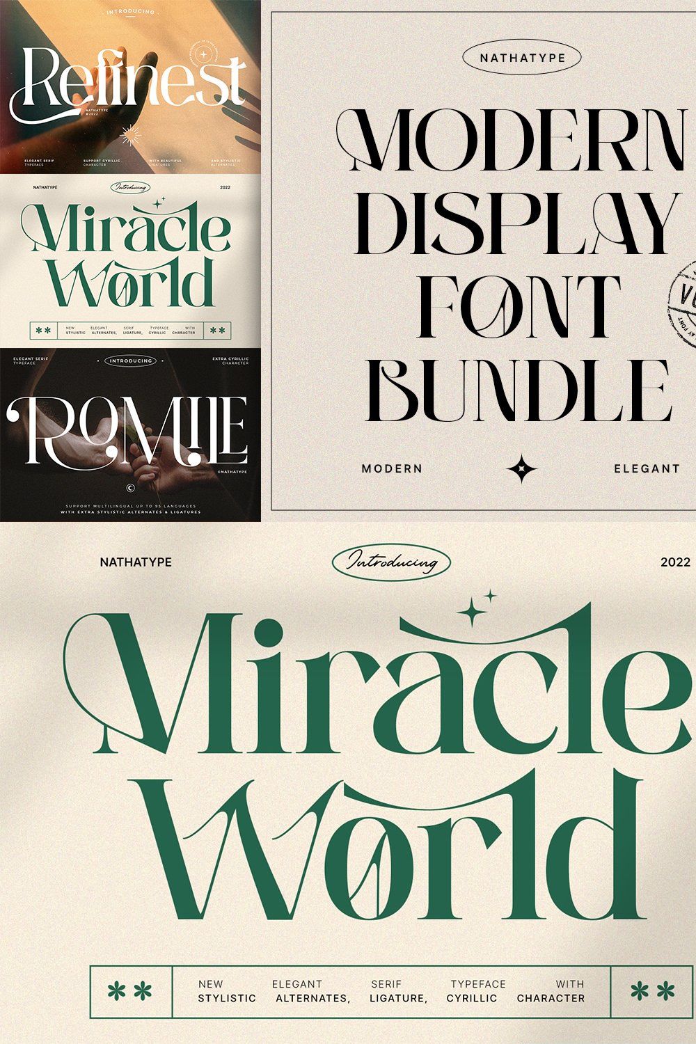 Modern Display Font Bundle 3 pinterest preview image.