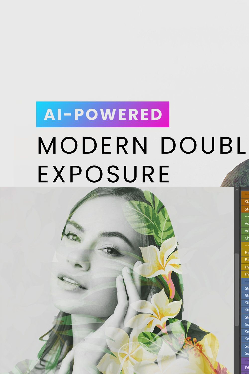 Modern Double Exposure Actions pinterest preview image.