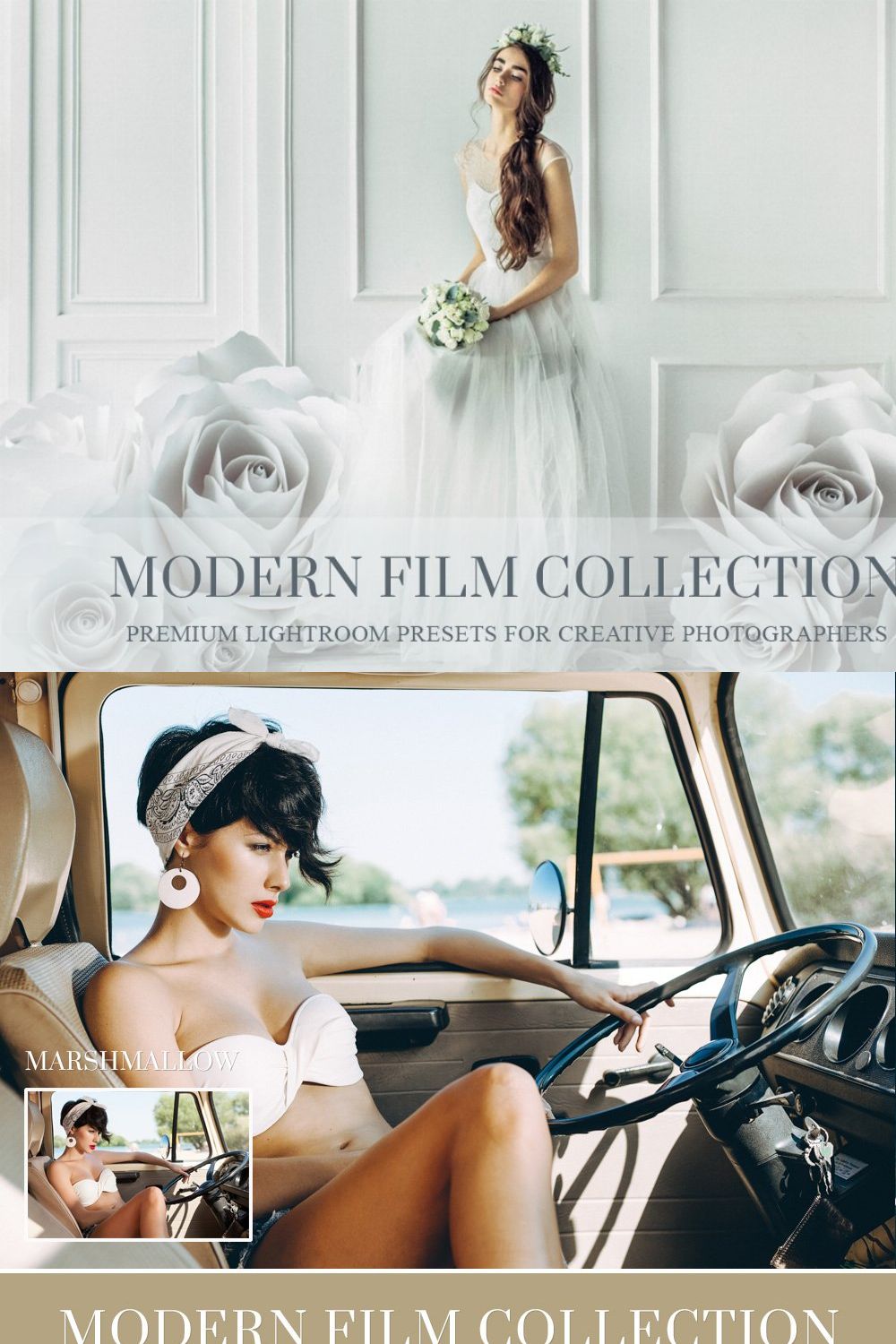 Modern Film Lightroom presets pinterest preview image.