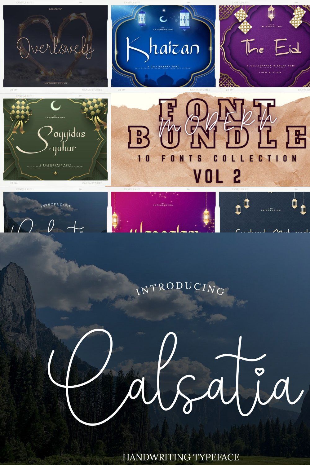 Modern Font Bundle Vol 2 pinterest preview image.