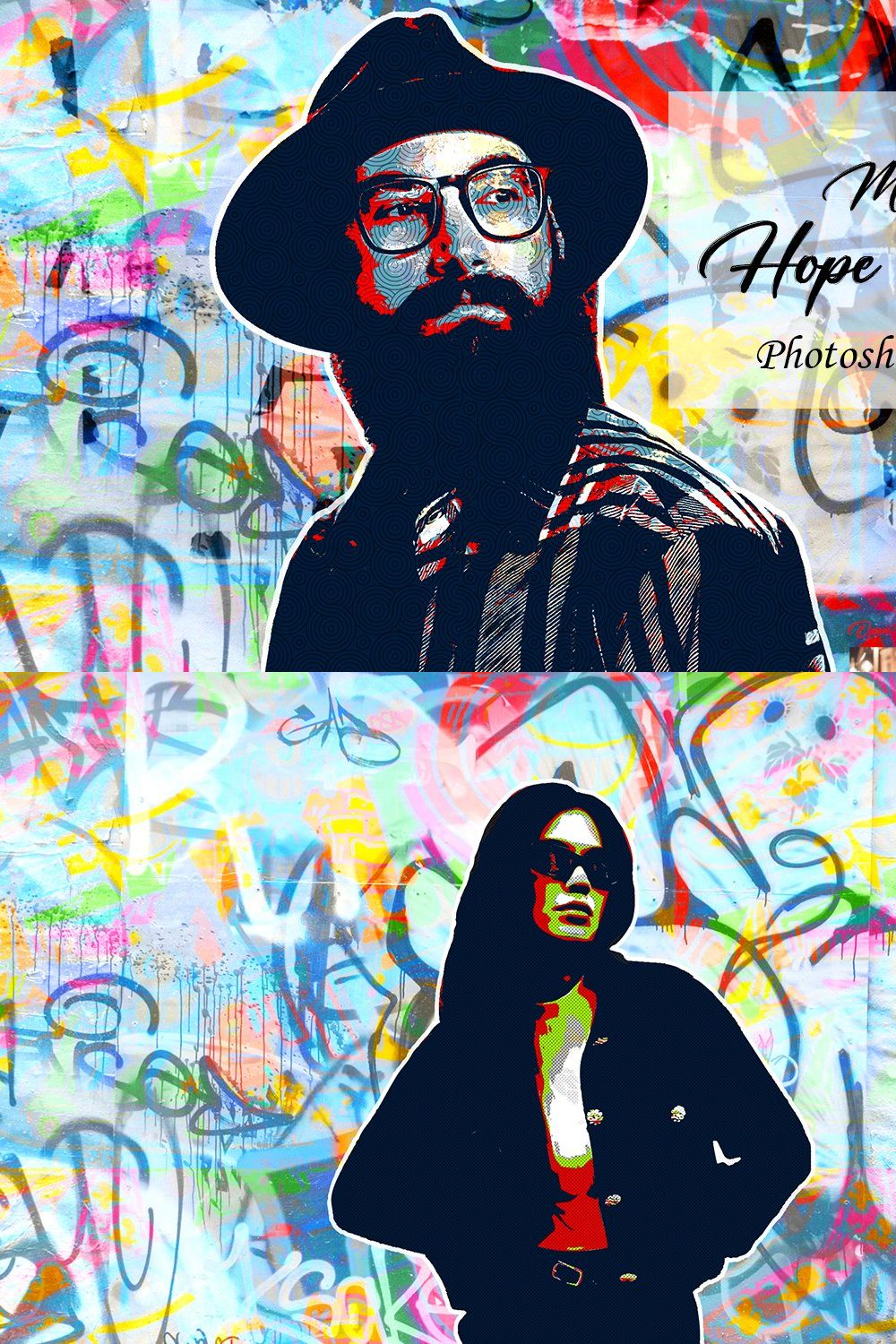 Modern Hope Poster Photoshop Action pinterest preview image.