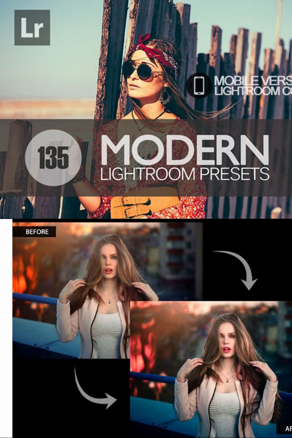 Modern Lightroom Mobile Presets pinterest preview image.