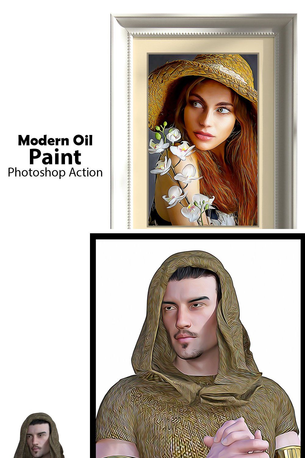 Modern Oil Paint Photoshop Action pinterest preview image.