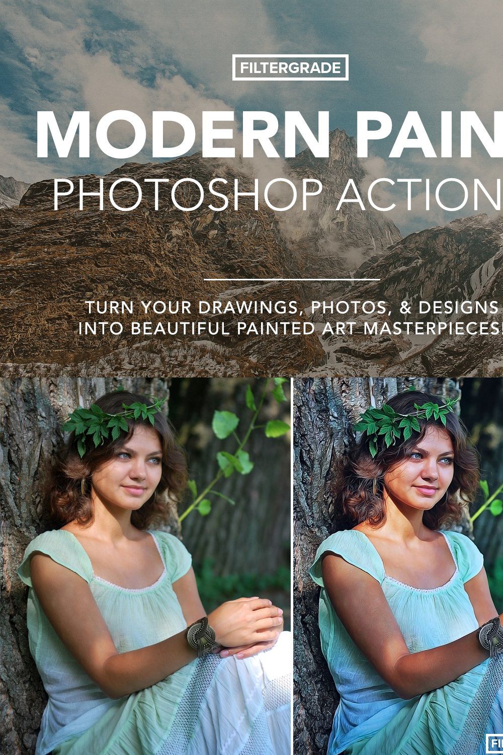 Modern Paint Photoshop Actions pinterest preview image.