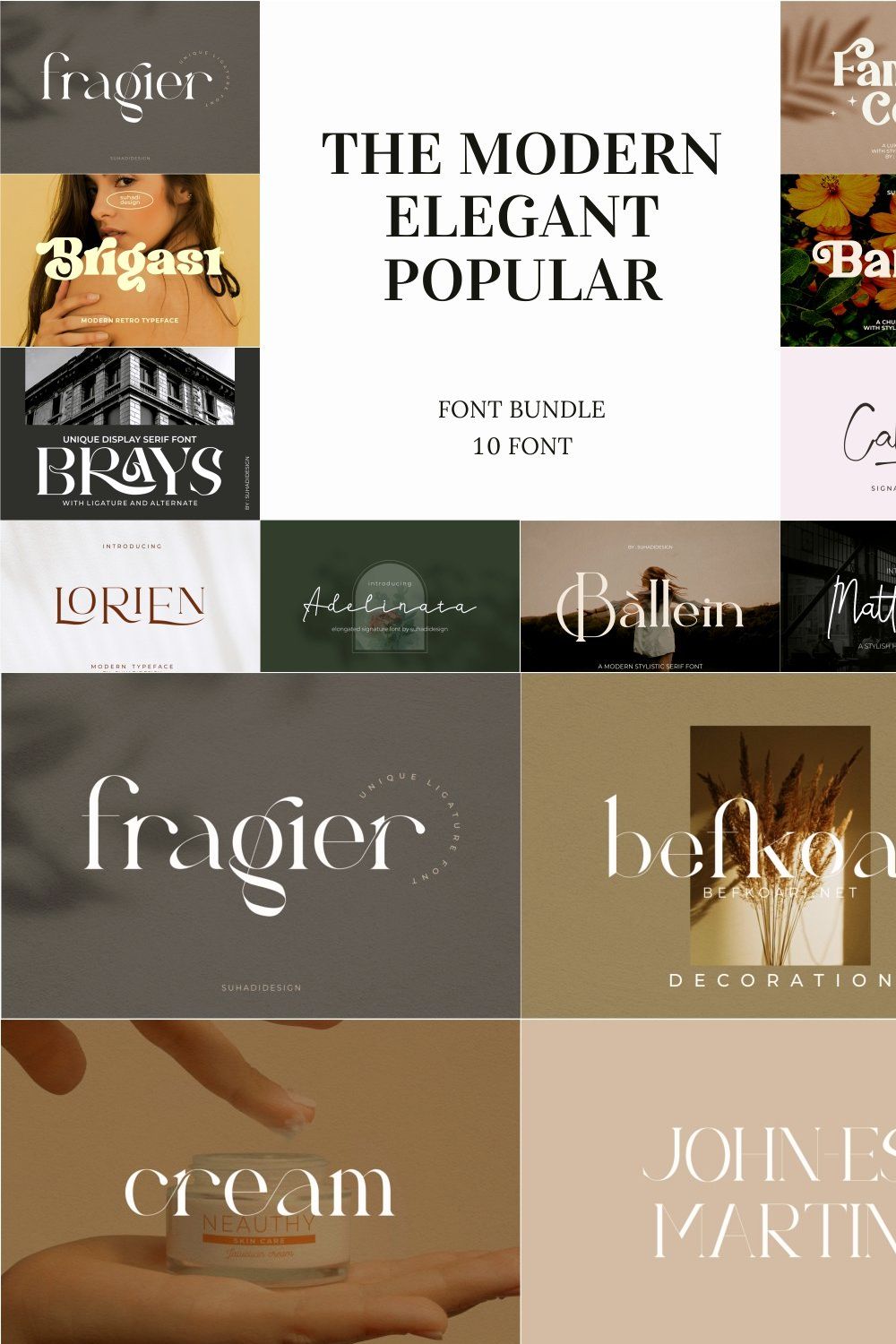 Modern Popular Font Bundle - SALE pinterest preview image.