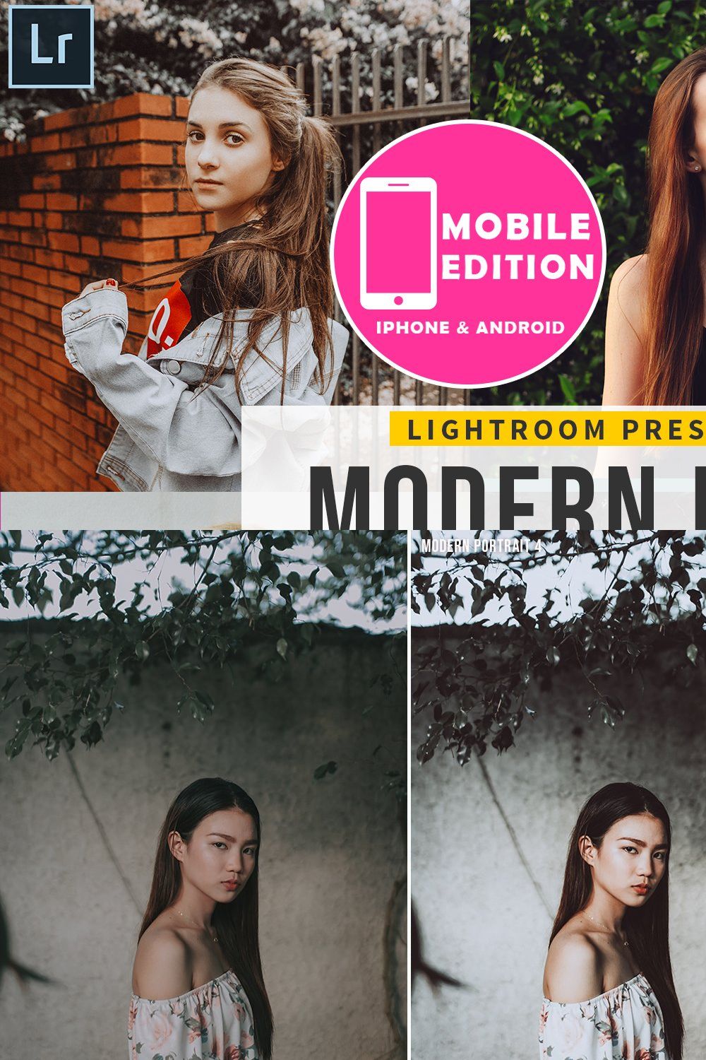 Modern Portait Presets Lightroom pinterest preview image.