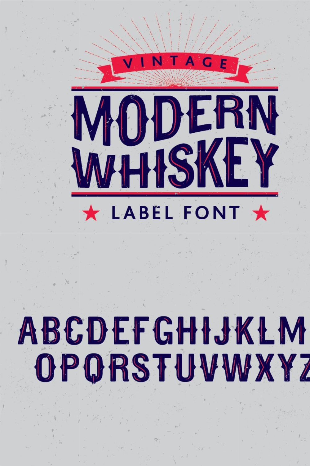 Modern Whiskey label font pinterest preview image.
