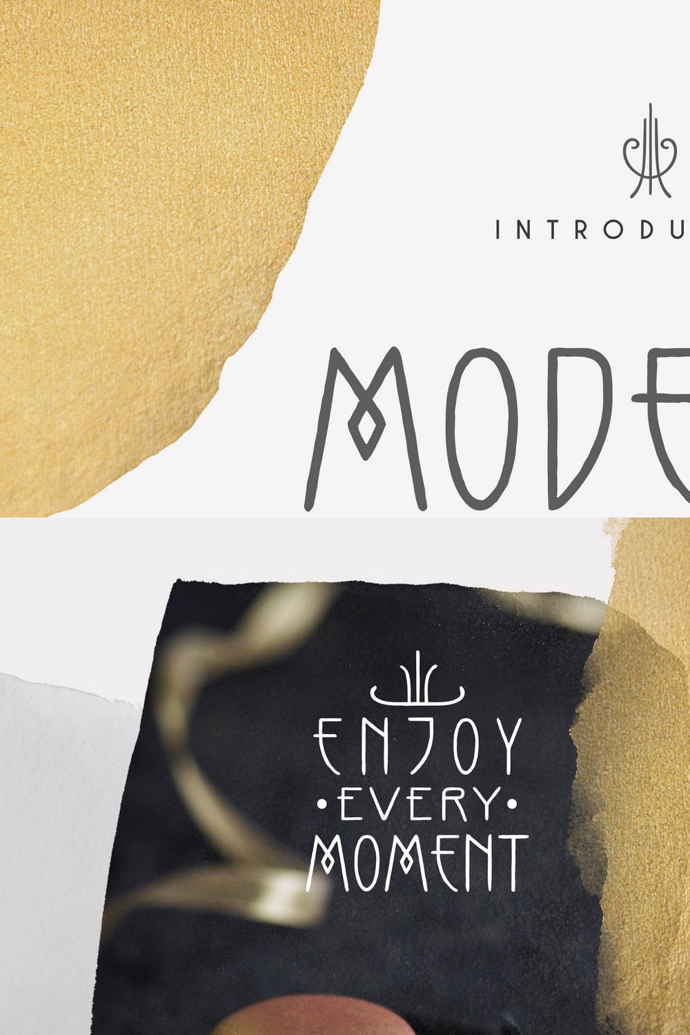 Modesto - Handwritten Art Deco Font pinterest preview image.