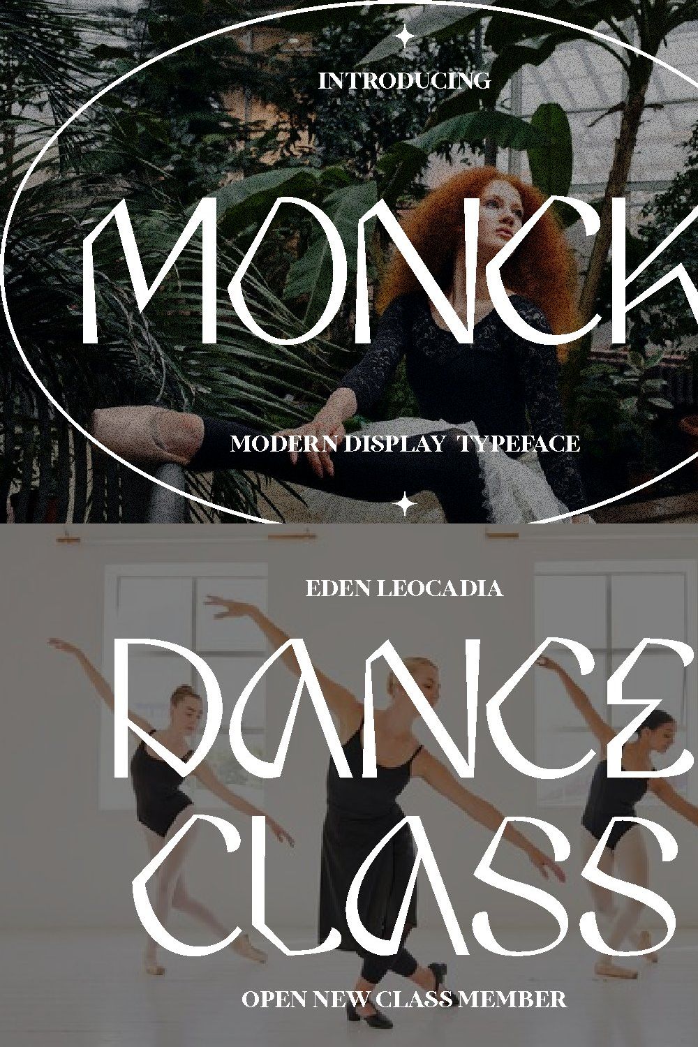 Monck - Modern Display Font pinterest preview image.