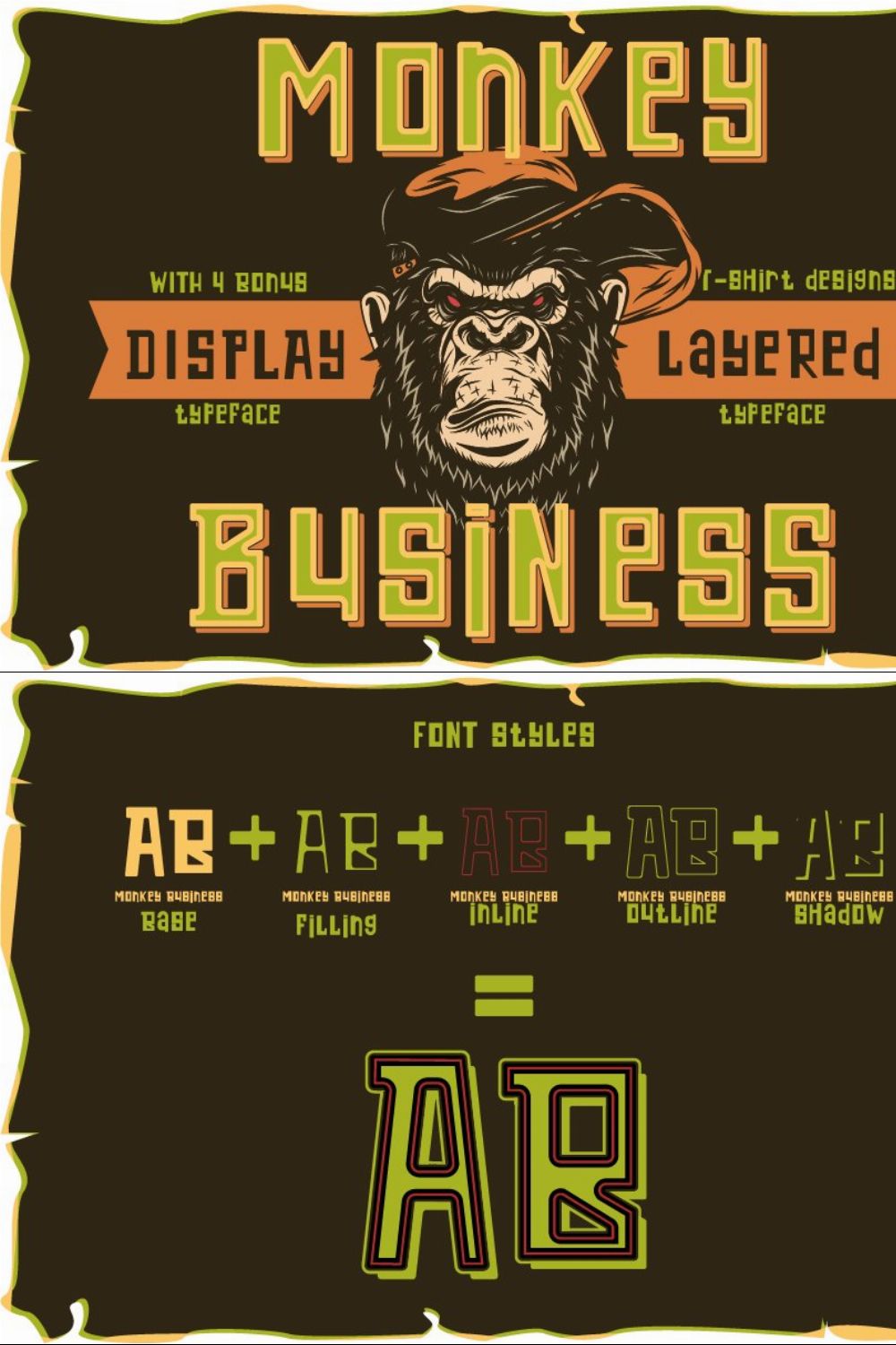 Monkey business font and designs pinterest preview image.