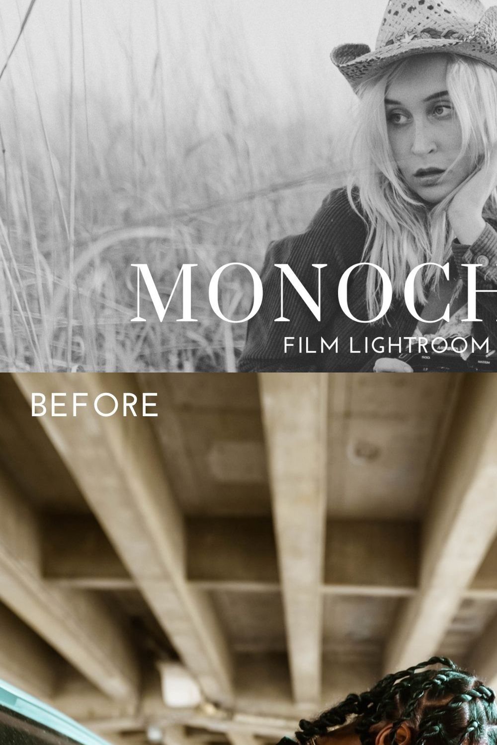 Monochrome Film Lightroom Presets pinterest preview image.