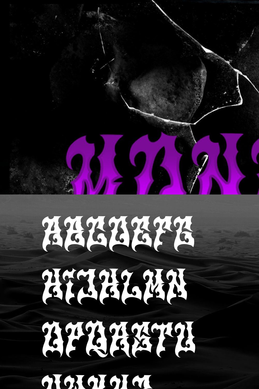 Monoload Doom Gothic Metal Font pinterest preview image.