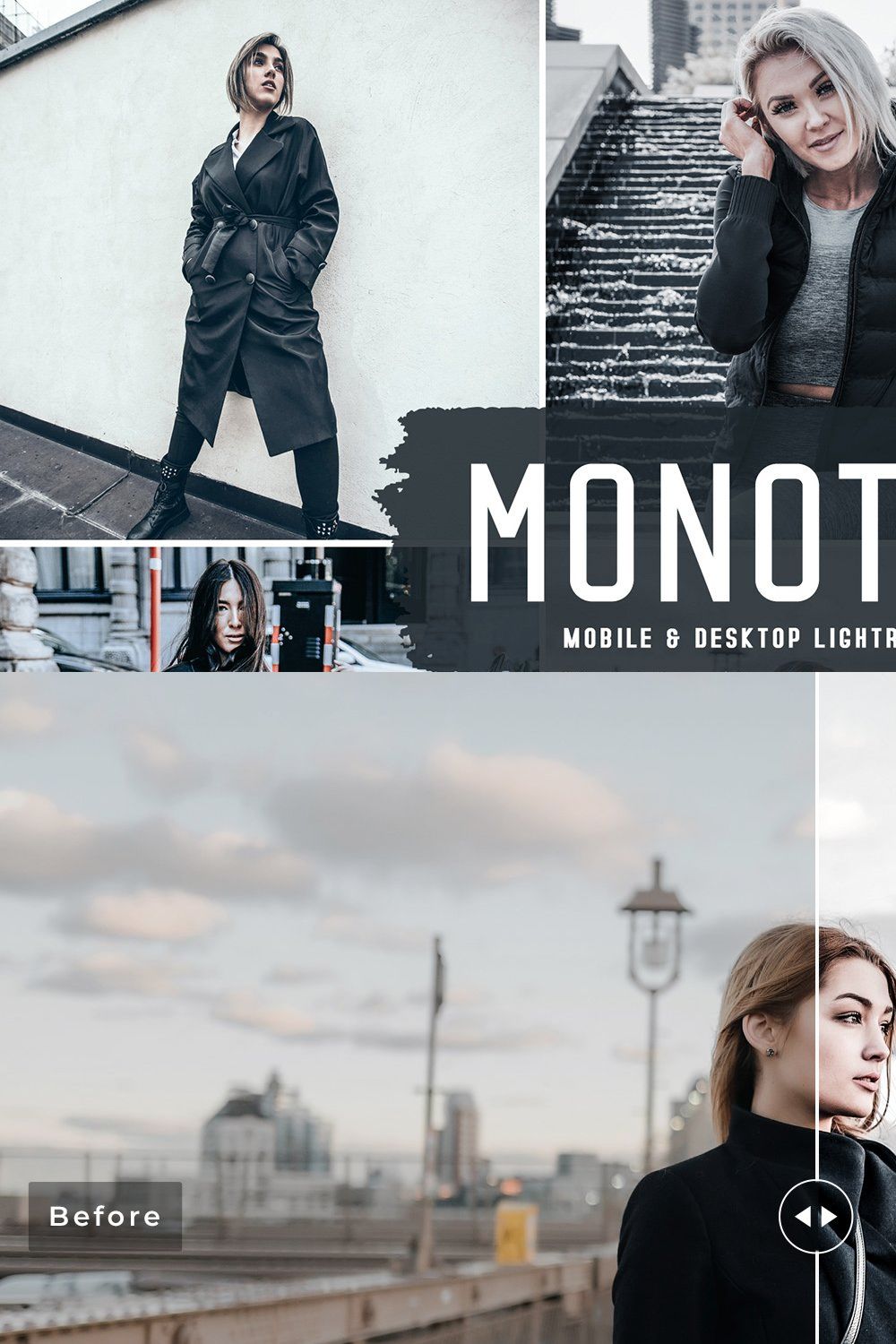 Monotone Pro Lightroom Presets pinterest preview image.