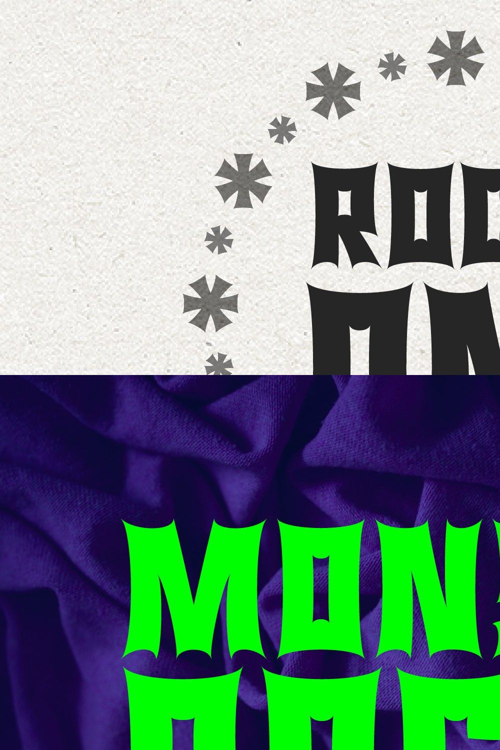 Monsta Rocka - a monster rocker font pinterest preview image.
