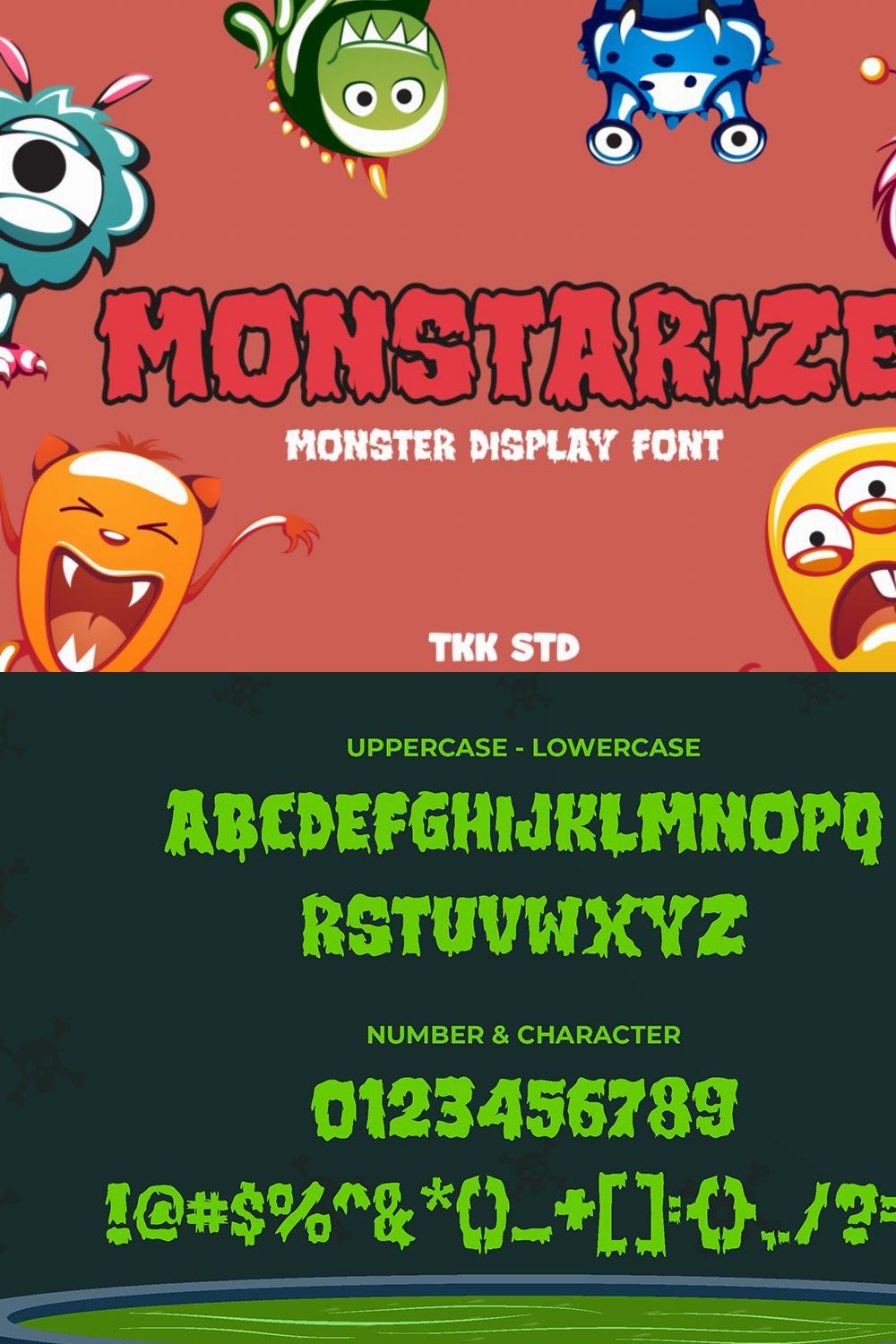 Monstarize - Gaming Font pinterest preview image.