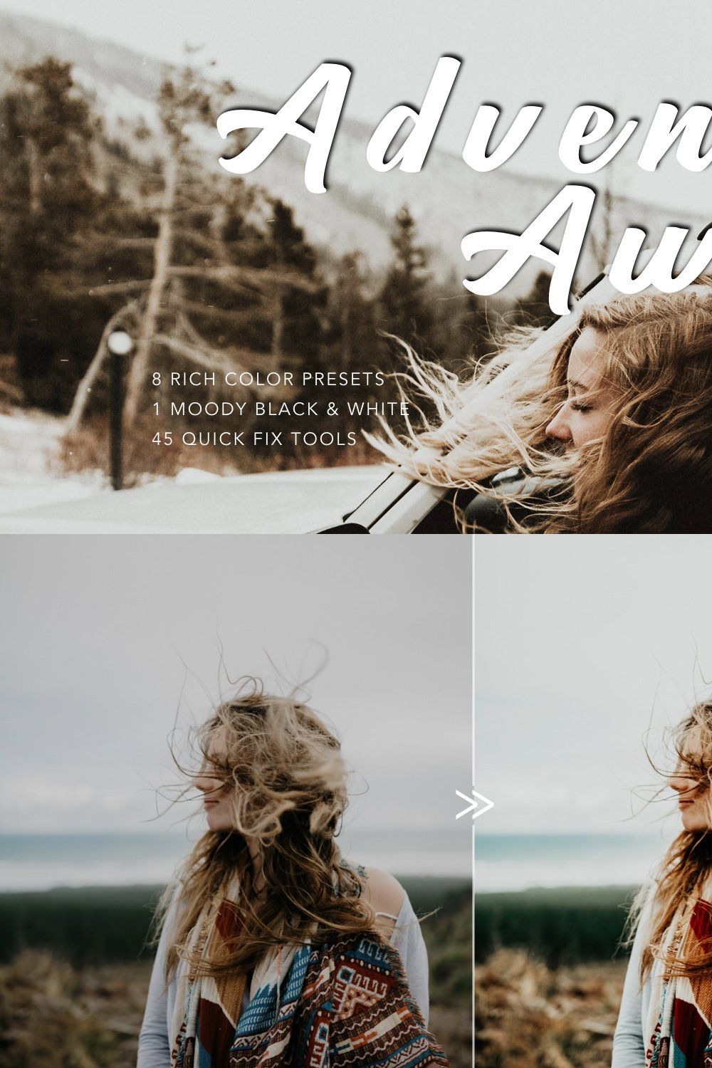 Moody ADVENTURE Lightroom Presets pinterest preview image.