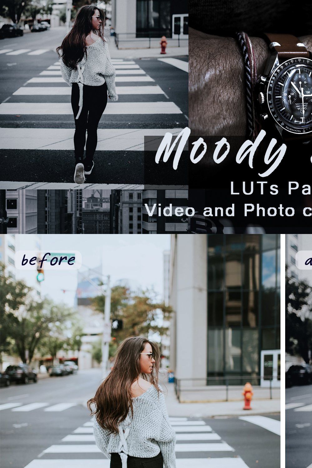 Moody Black | Video LUTs Bundle pinterest preview image.
