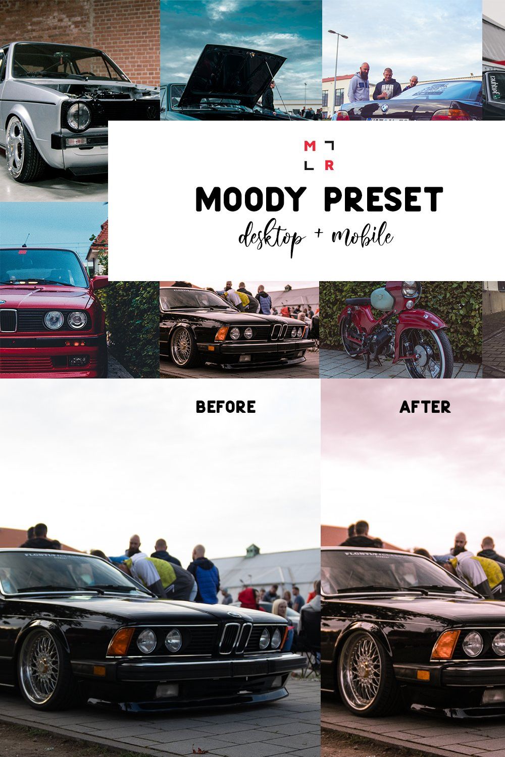 Moody Car Preset pinterest preview image.