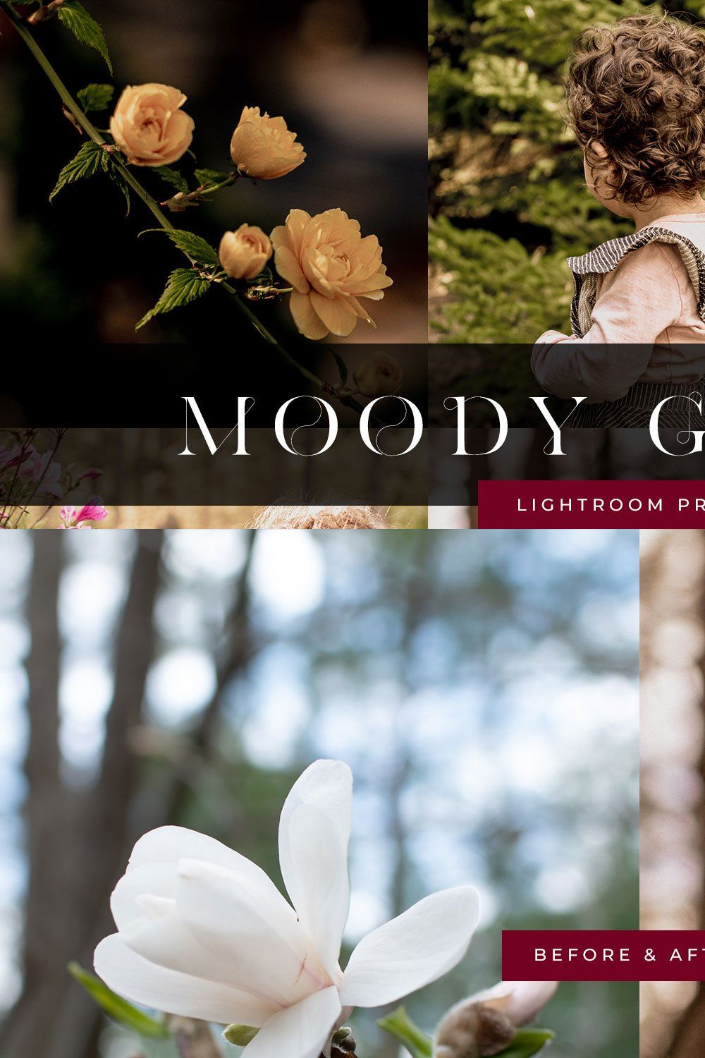 Moody Garden Lightroom Preset pinterest preview image.