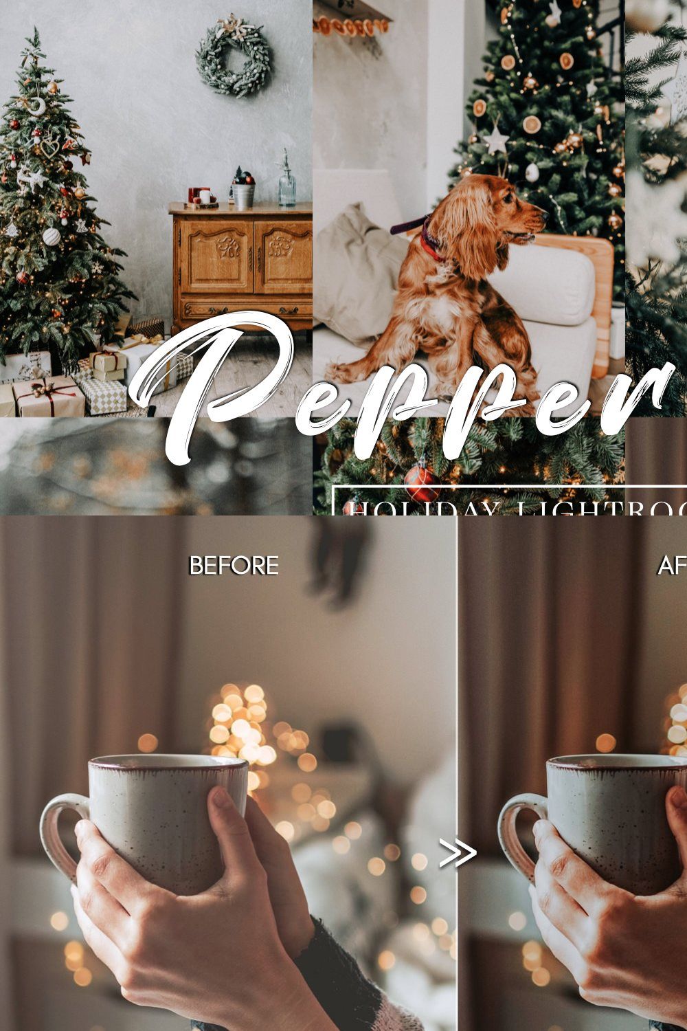 Moody Holiday PEPPERMINT LR Presets pinterest preview image.