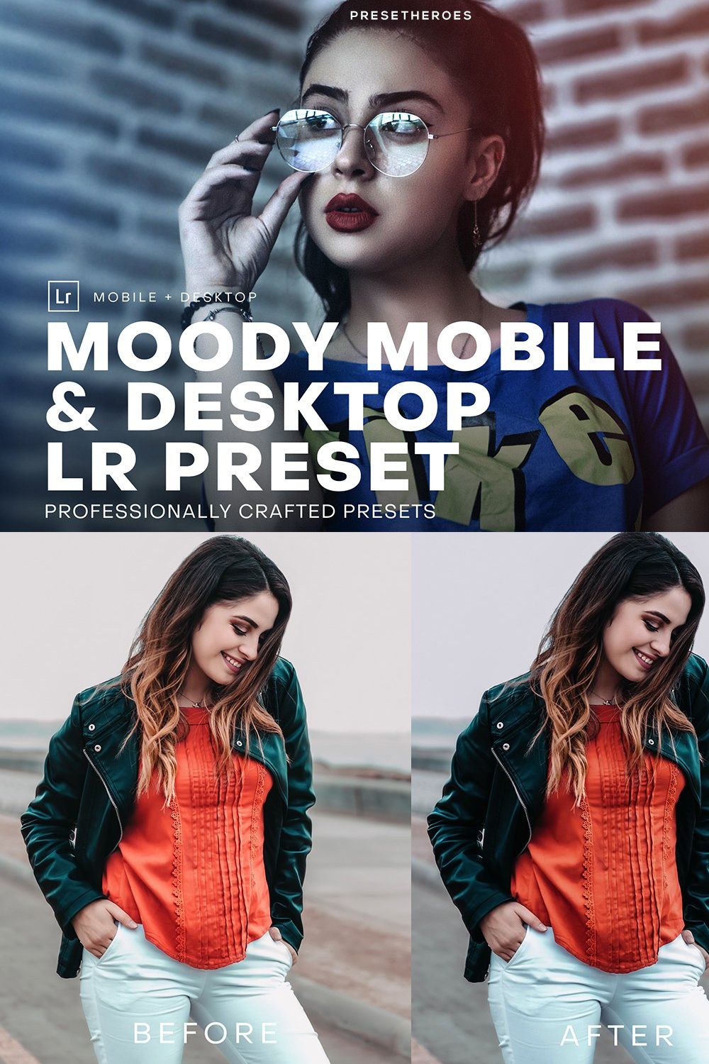 Moody Mobile and Desktop Lightroom pinterest preview image.