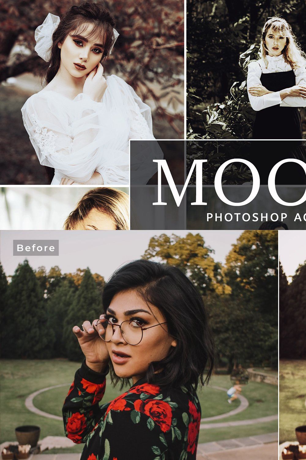 Moody Photoshop Actions pinterest preview image.