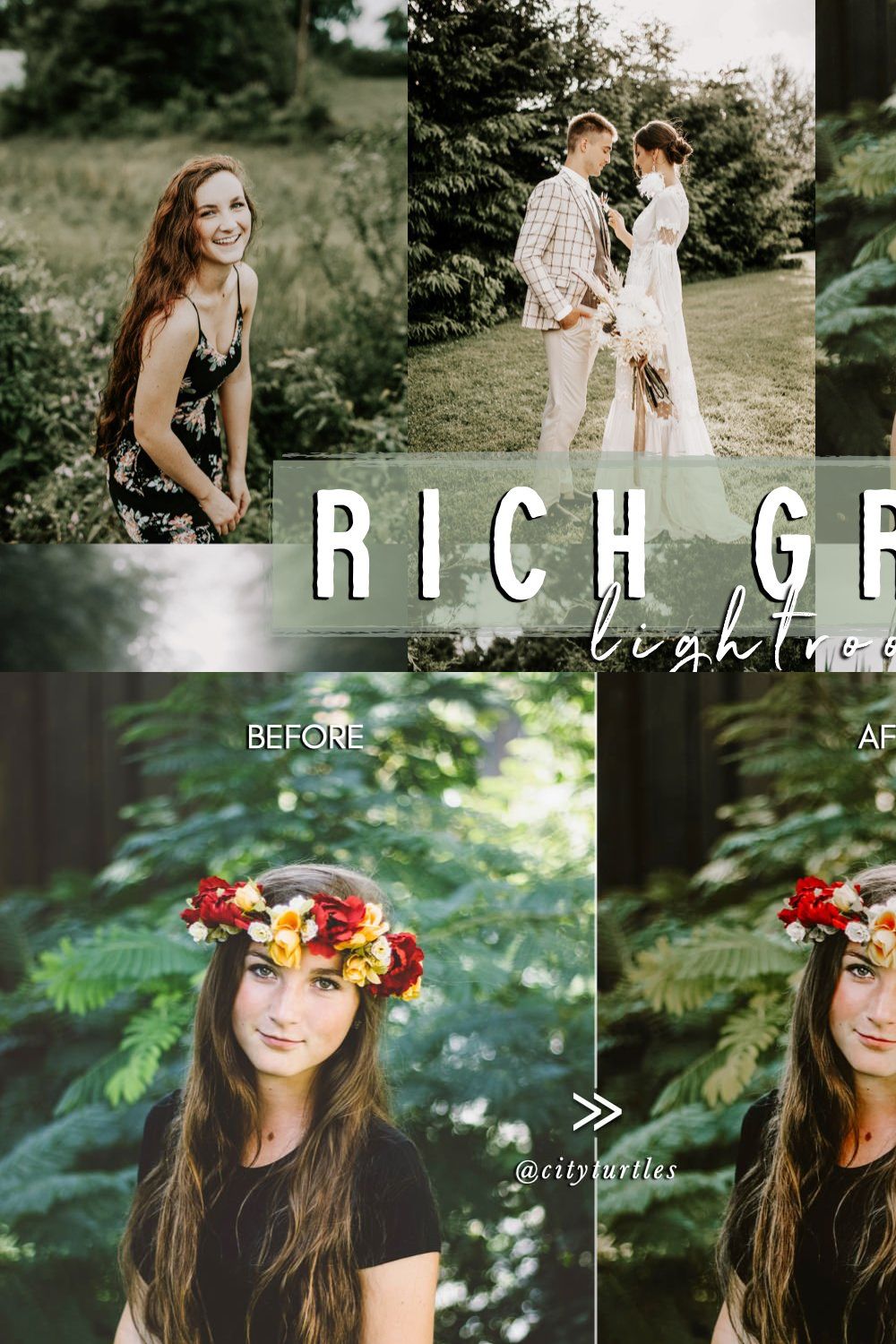 Moody RICH GREENS Outdoor Presets pinterest preview image.