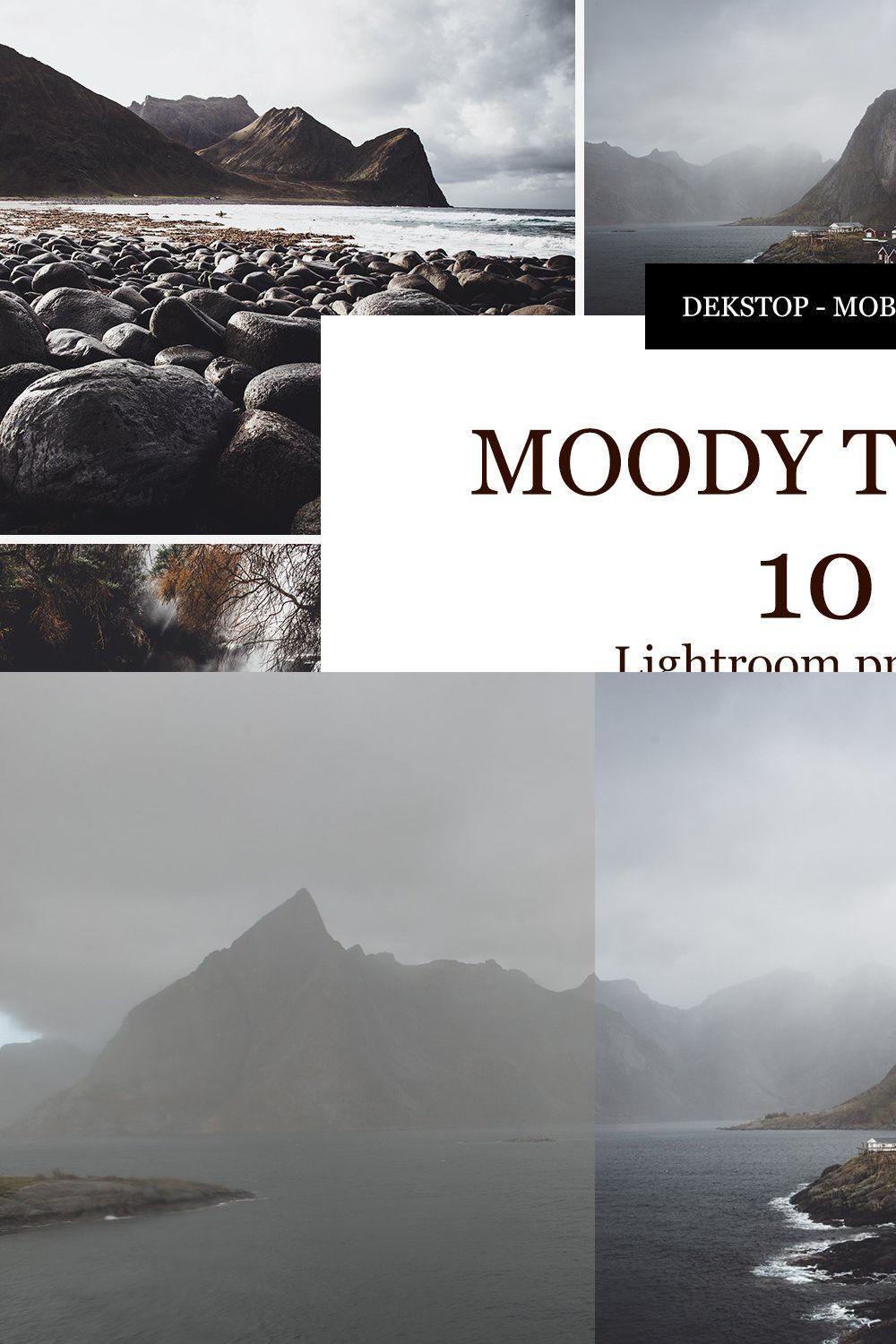 Moody tones Lightroom presets 2022 pinterest preview image.