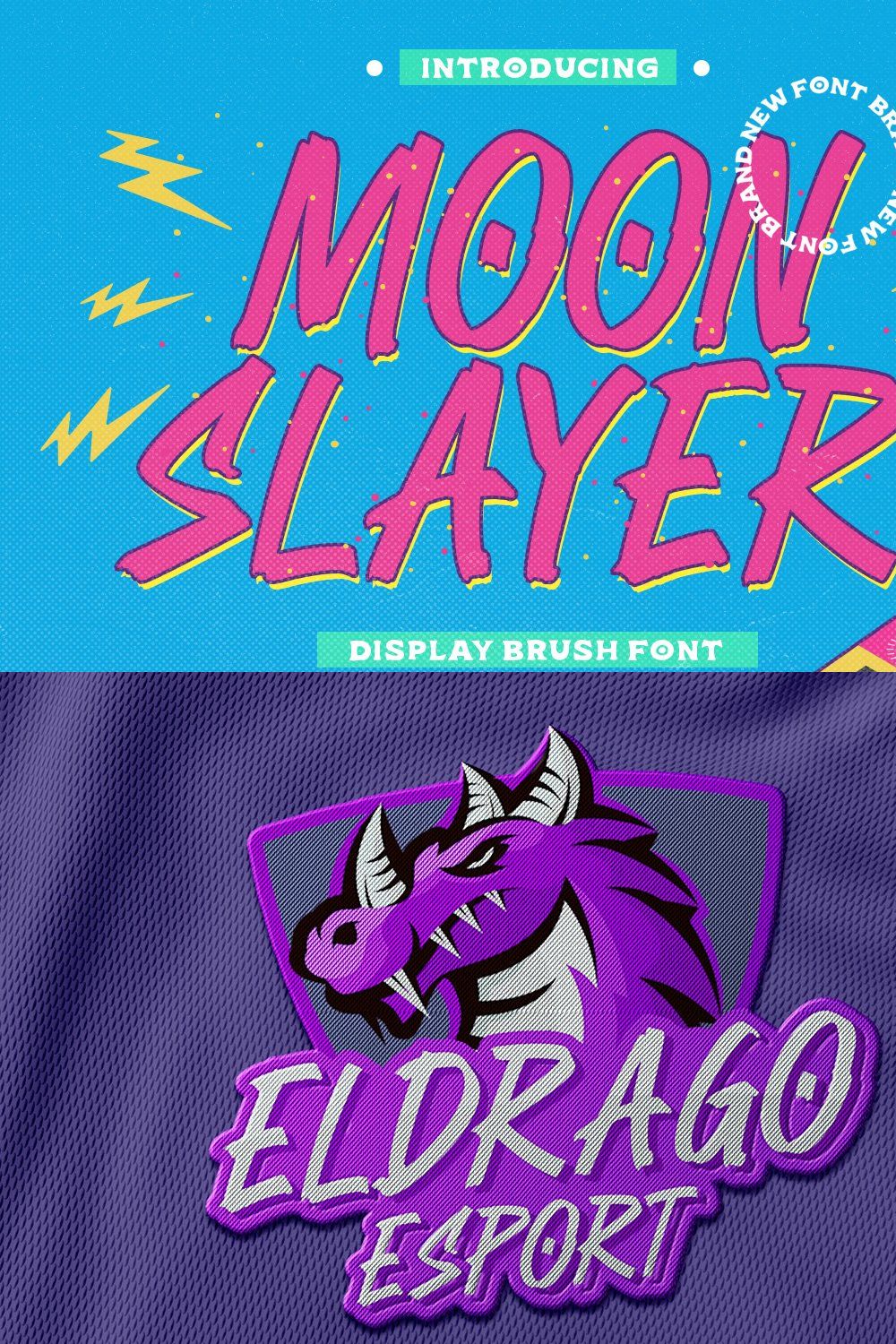 Moon Slayer - Display Brush Font pinterest preview image.