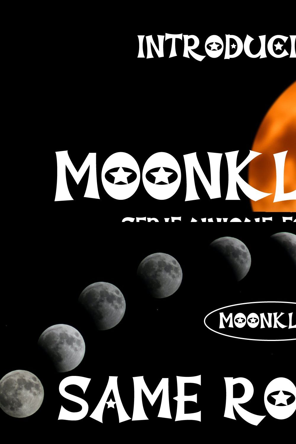 Moonklar - Display Font pinterest preview image.