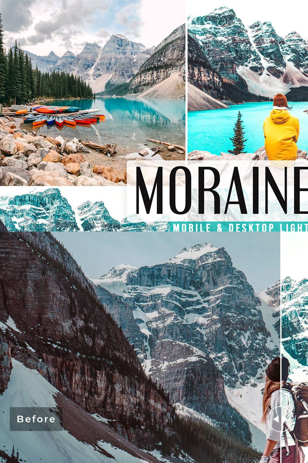 Moraine Lake Pro Lightroom Presets pinterest preview image.