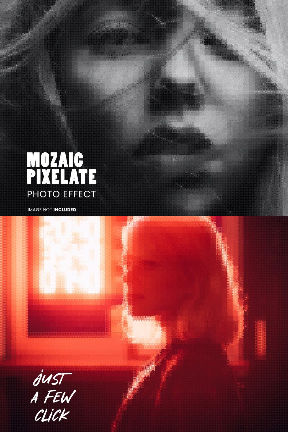 Mosaic Pixelate Photo Effect pinterest preview image.