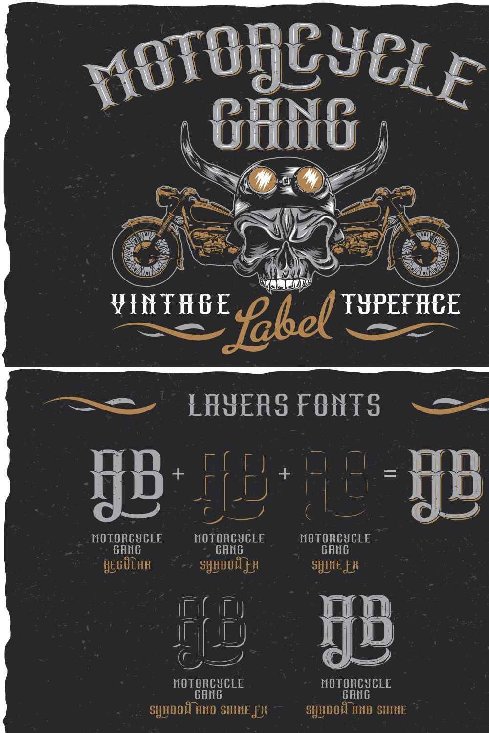 Motorcycle Gang label font pinterest preview image.