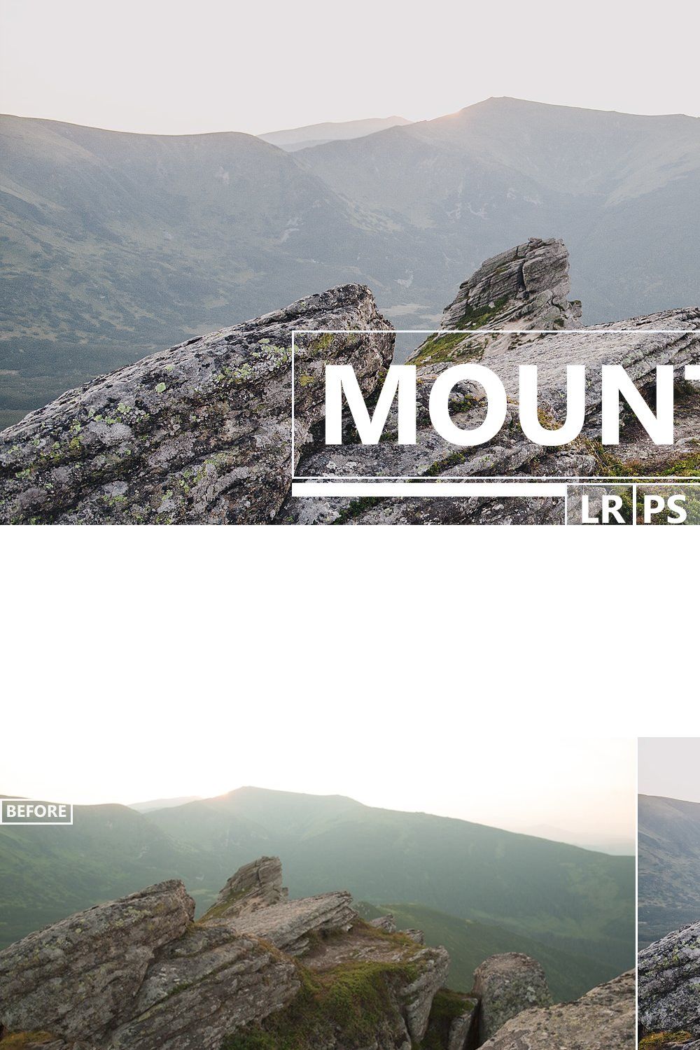 MOUNTAIN Landscape Lr, Ps Preset pinterest preview image.