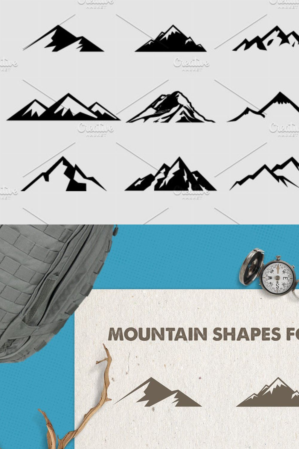 Mountain Shapes For Logos Vol 1 pinterest preview image.