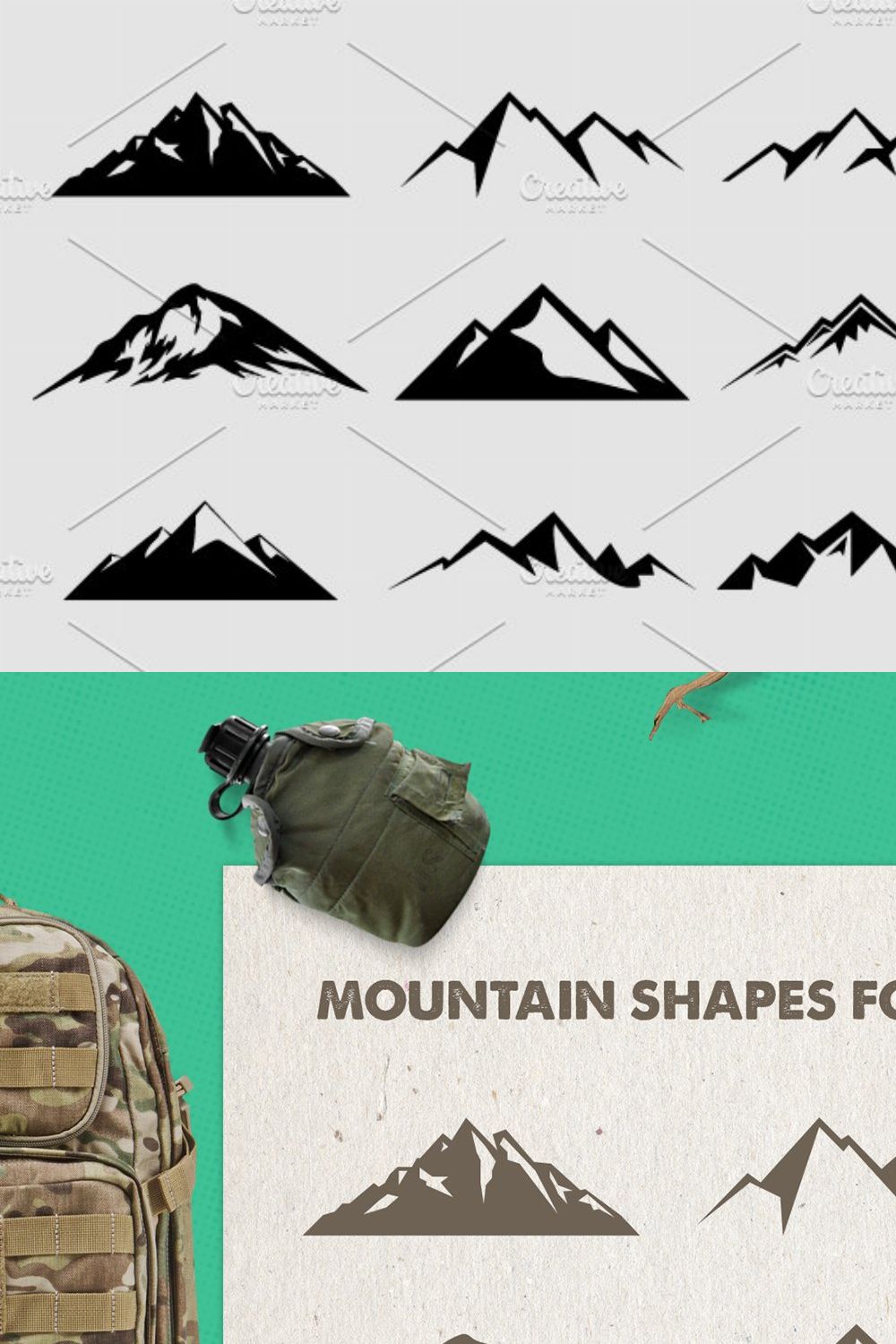 Mountain Shapes For Logos Vol 2 pinterest preview image.