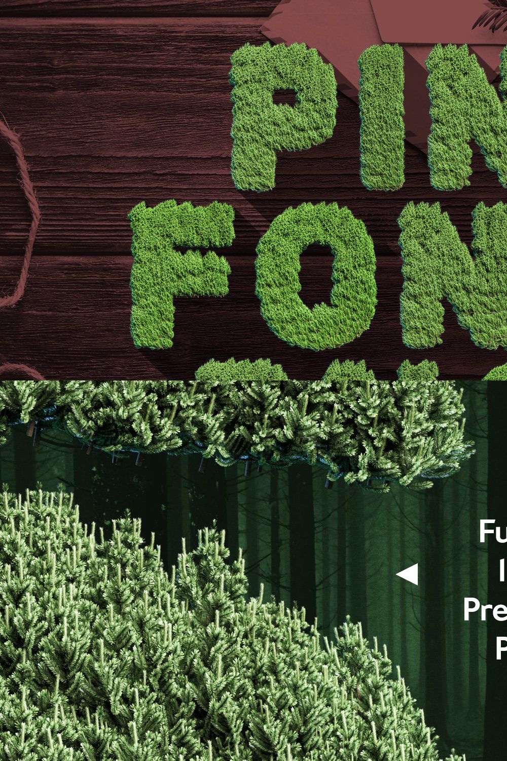 MS Pine Bitmap Font & PNGs pinterest preview image.