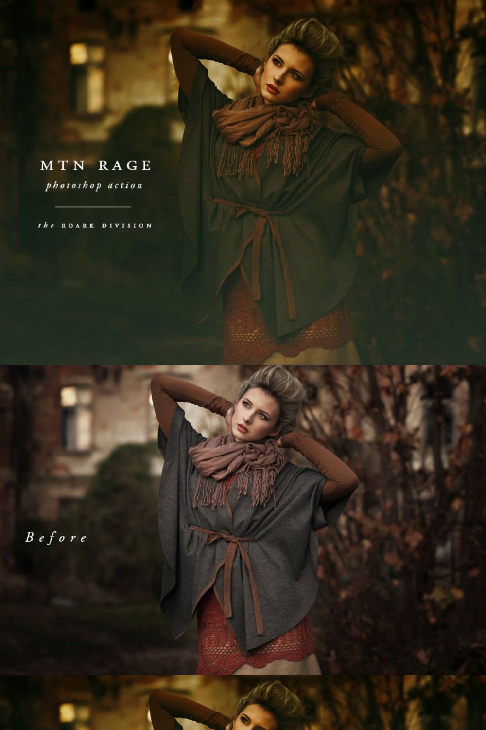 "Mtn Rage" Moody Photoshop Action pinterest preview image.