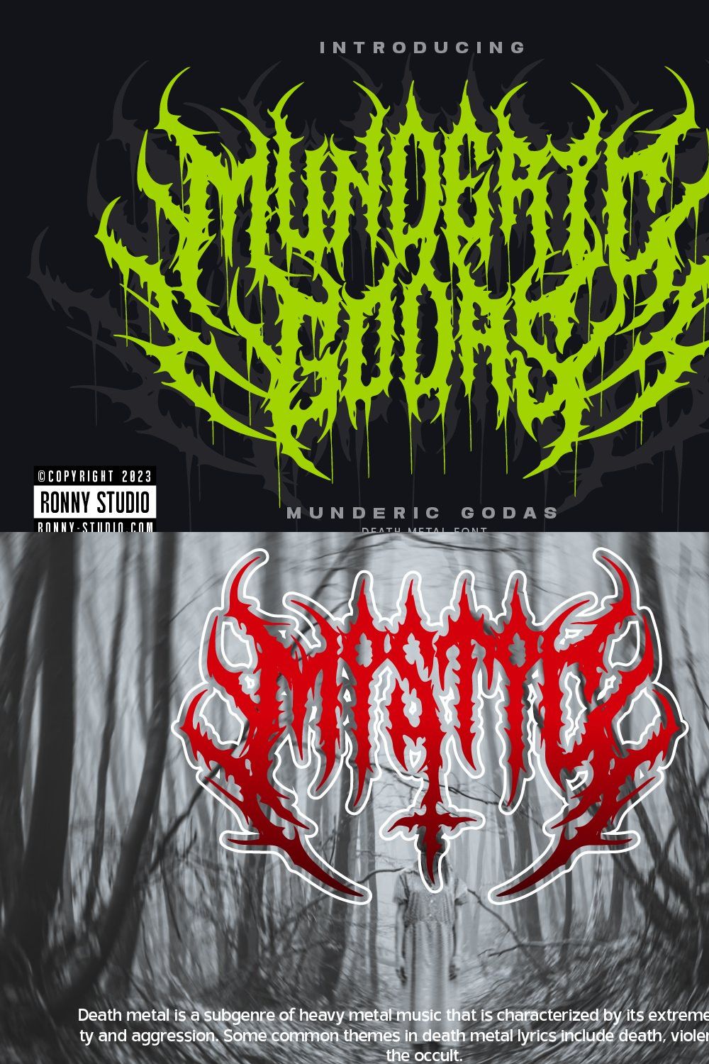 Munderic Godas - Death Metal Font pinterest preview image.