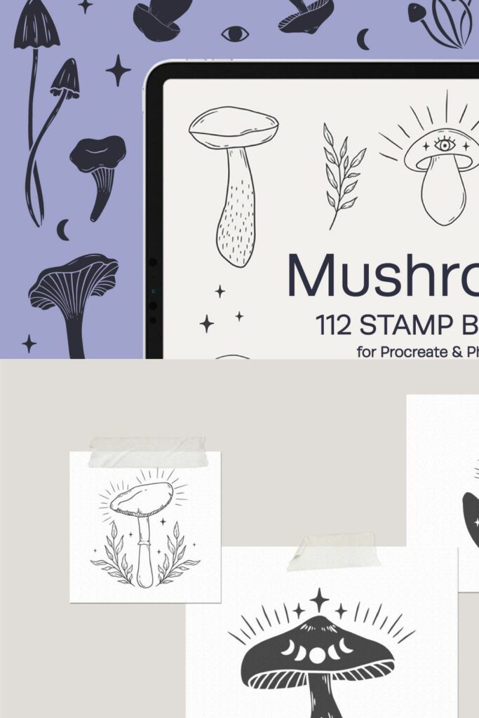 Mushrooms Procreate Stamp Brushes – MasterBundles