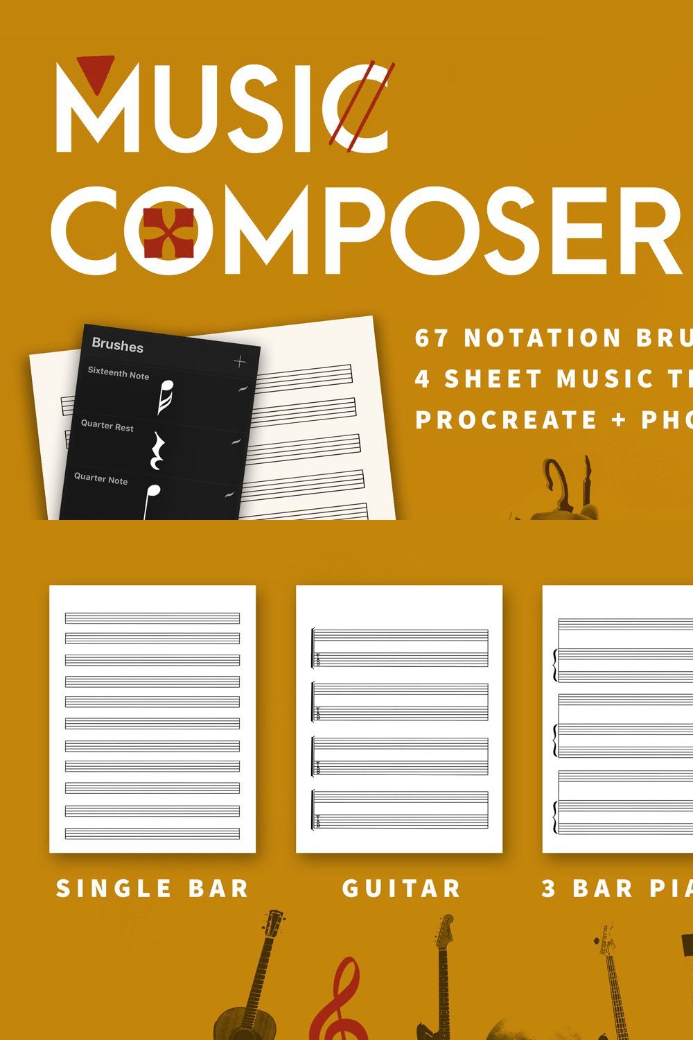 Music Composer | Notation Brushes pinterest preview image.