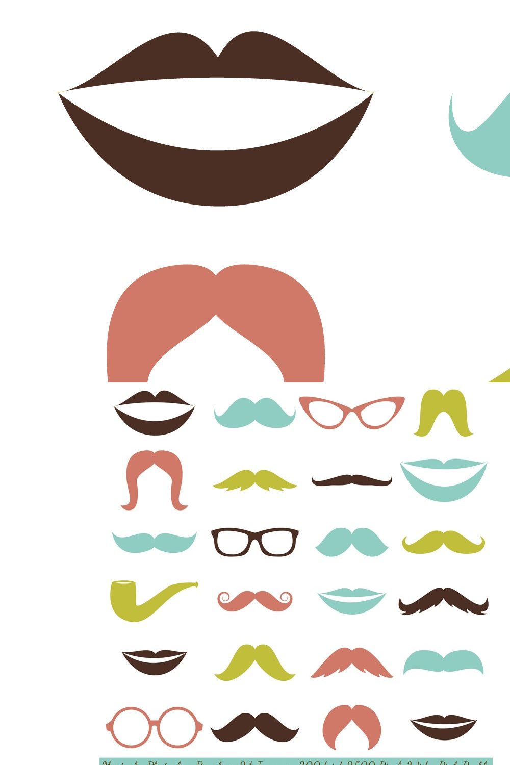 Mustaches and Lips Photoshop Brushes pinterest preview image.