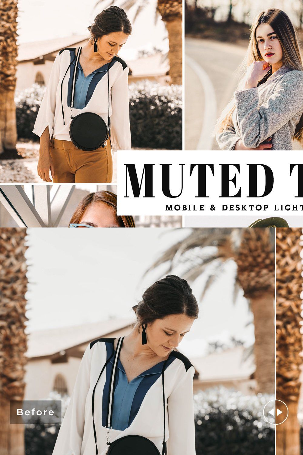 Muted Tones Lightroom Presets Pack pinterest preview image.