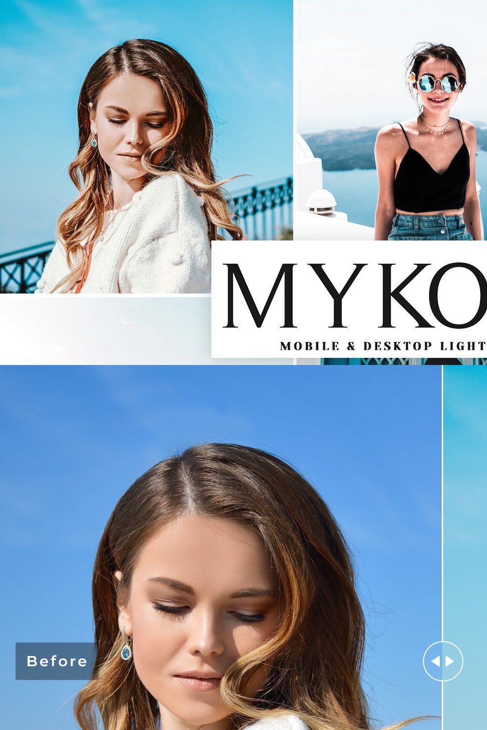 Mykonos Lightroom Presets Pack pinterest preview image.