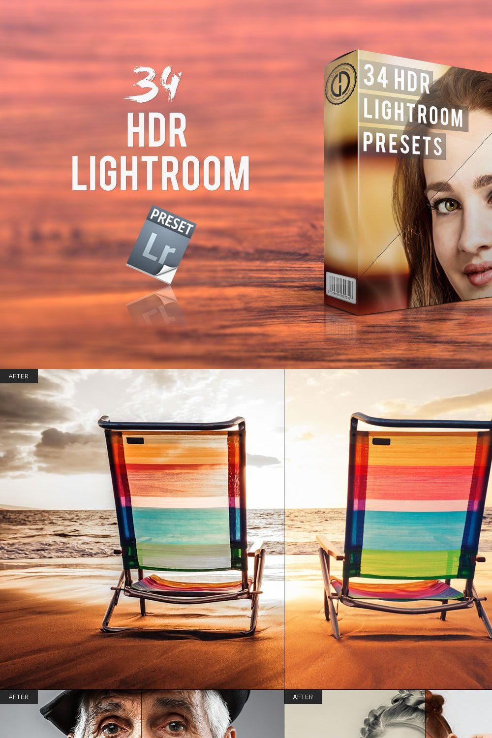 Natural HDR Lightroom Presets pinterest preview image.
