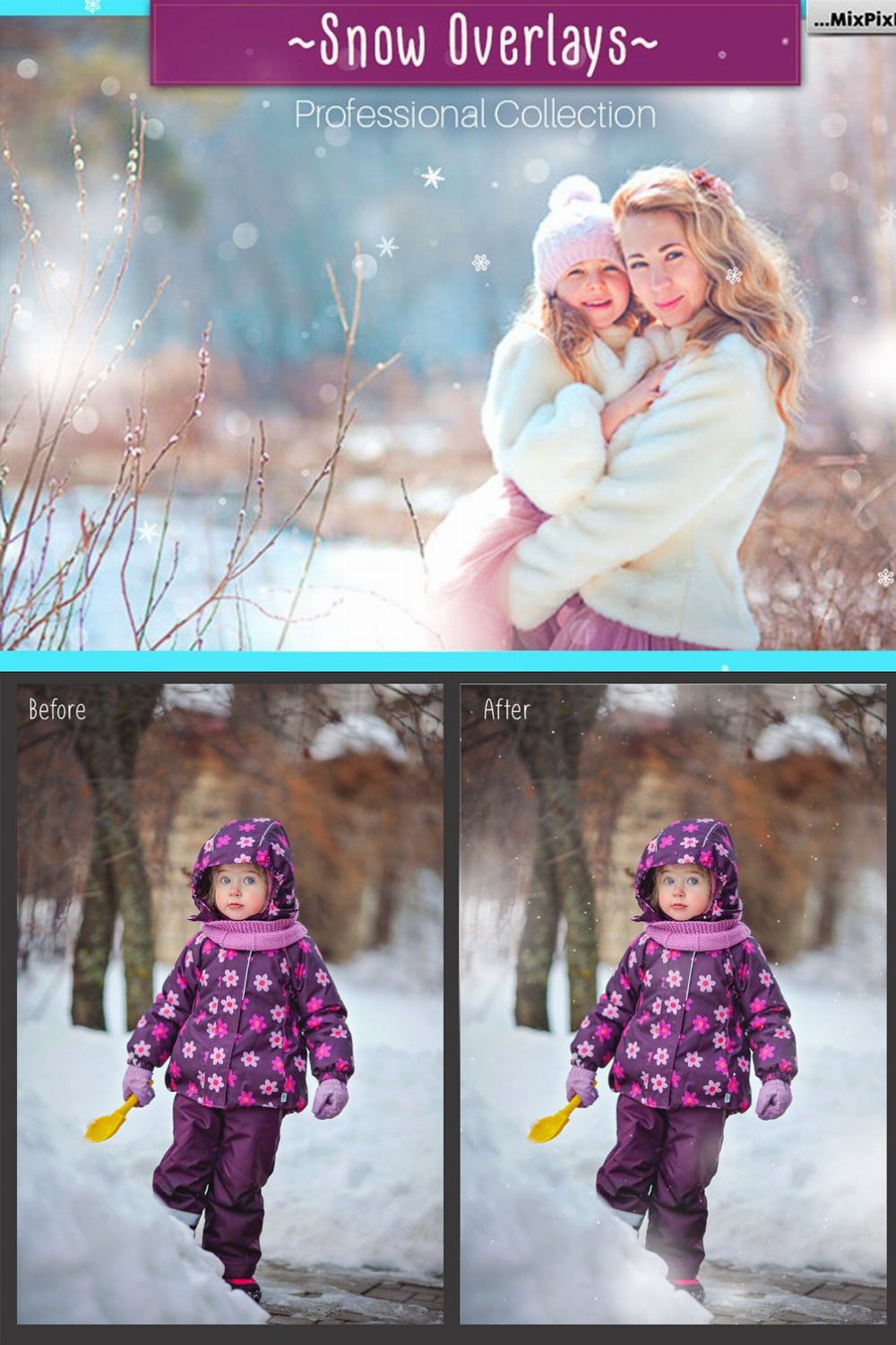 Natural Snow Overlays pinterest preview image.